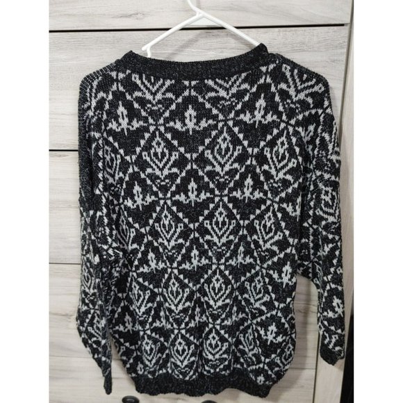 VTG GFC Sweater Black Charcoal Gray Holiday Sweater w/Bow Size Large READ BELOW - Picture 3 of 7